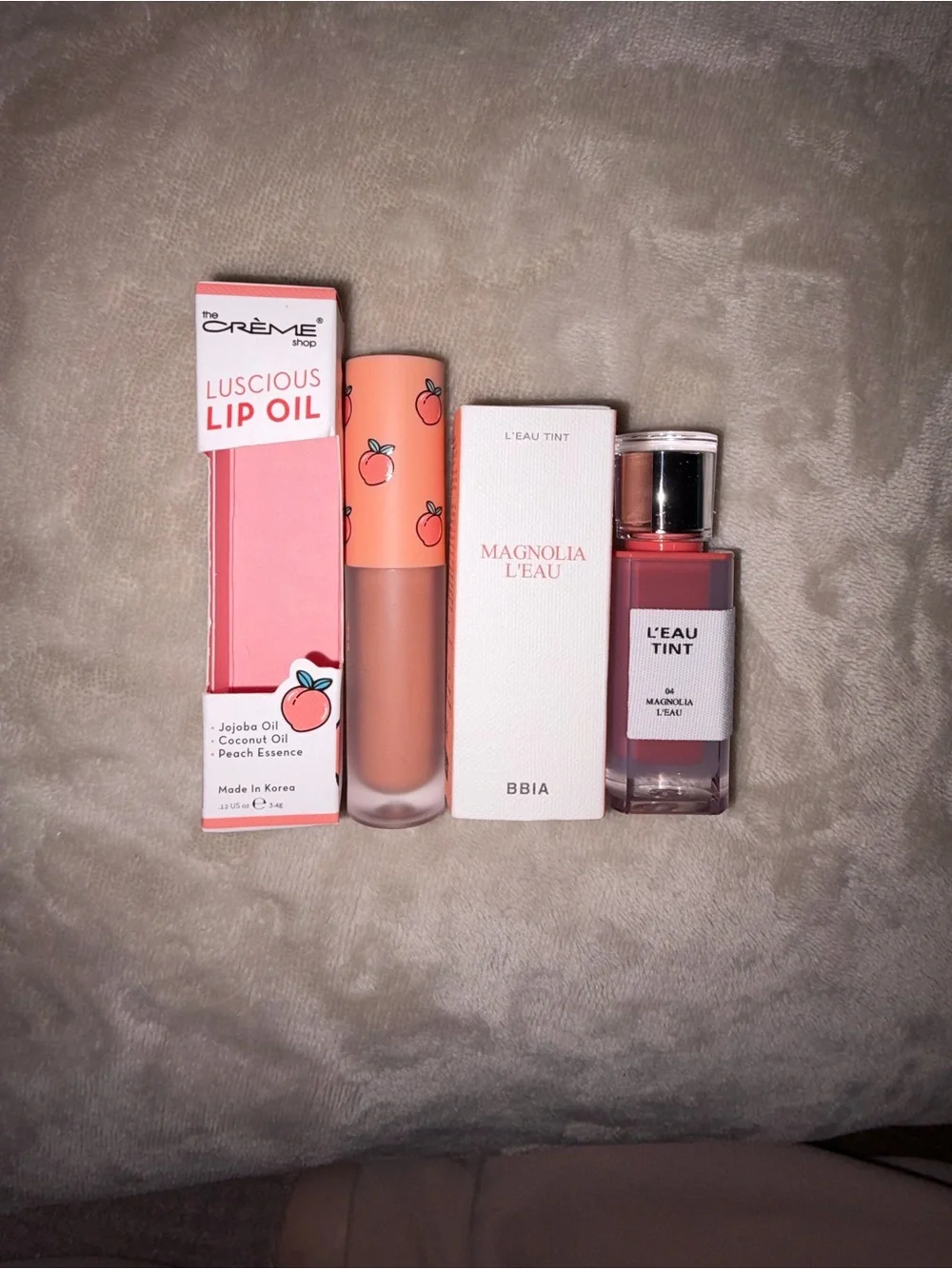 BBIA Magnolia L'Eau Tint (Magnolia) & The Crème Shop Luscious Lip Oil (Peach)